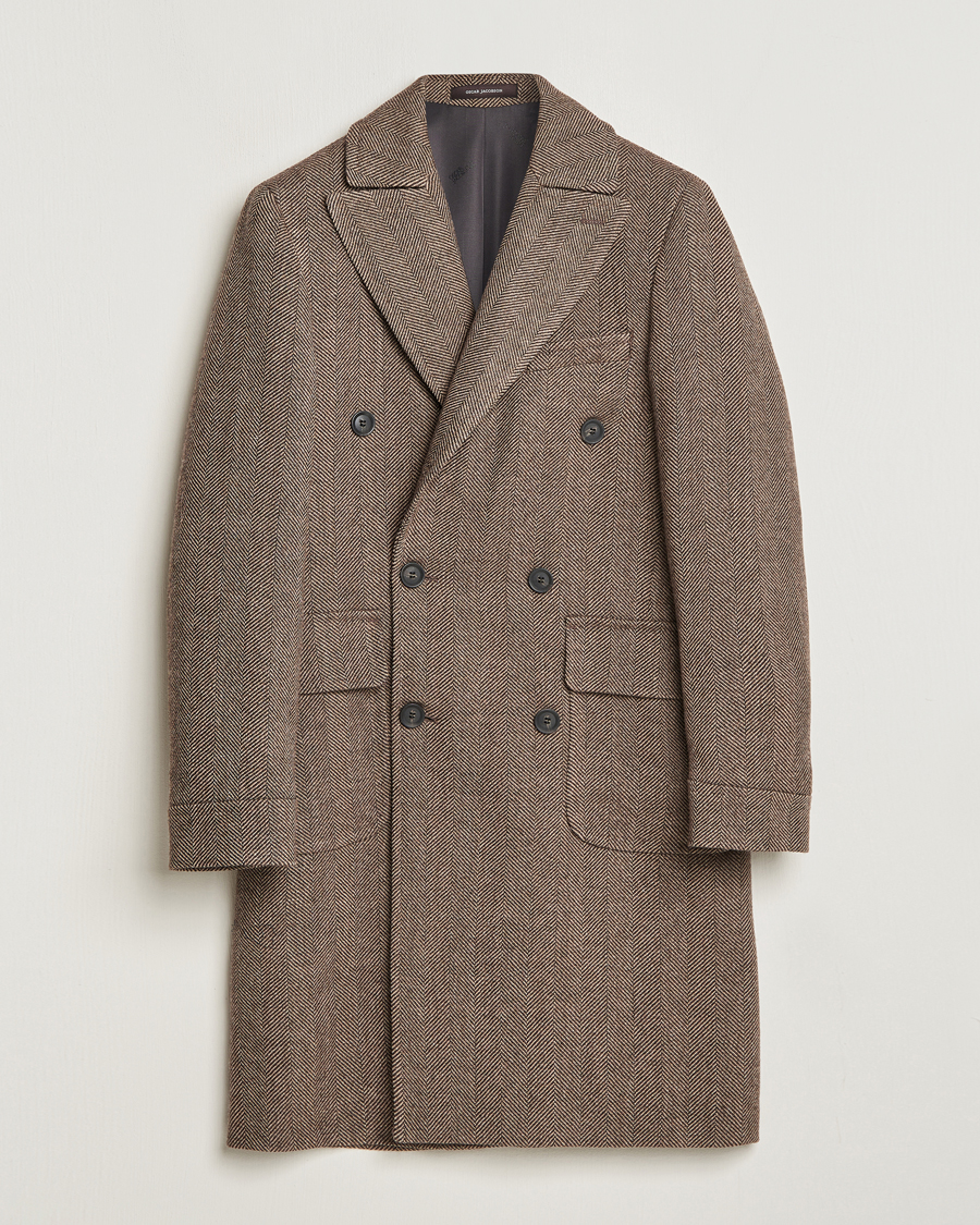 Herr |  | Oscar Jacobson | Polo Wool Herringbone Coat Brown