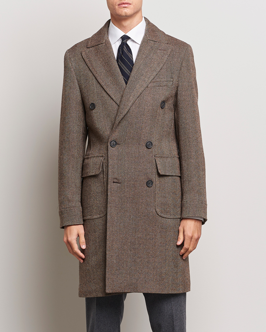 Herr |  | Oscar Jacobson | Polo Wool Herringbone Coat Brown