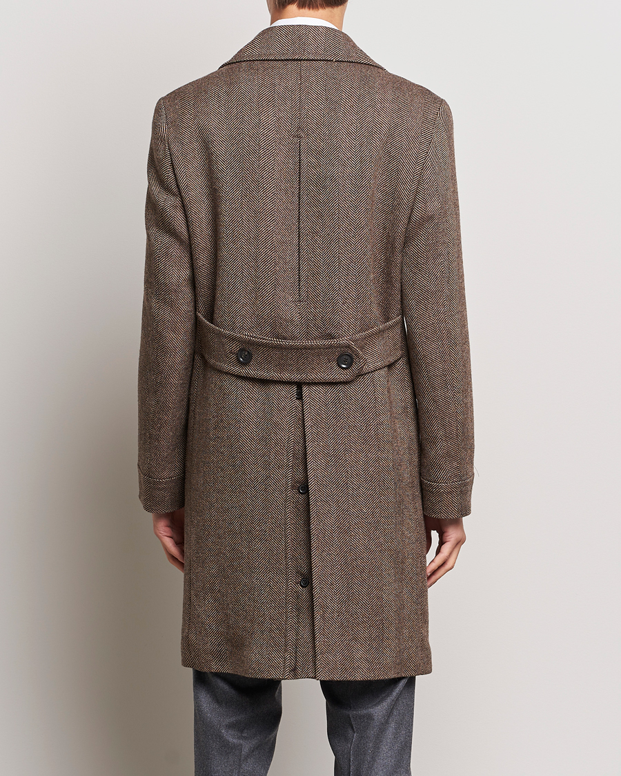 Herr | Jackor | Oscar Jacobson | Polo Wool Herringbone Coat Brown