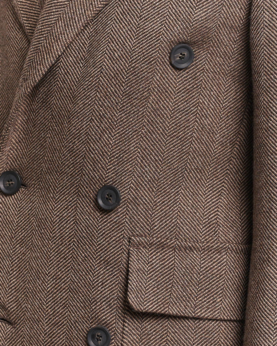 Herr | Jackor | Oscar Jacobson | Polo Wool Herringbone Coat Brown