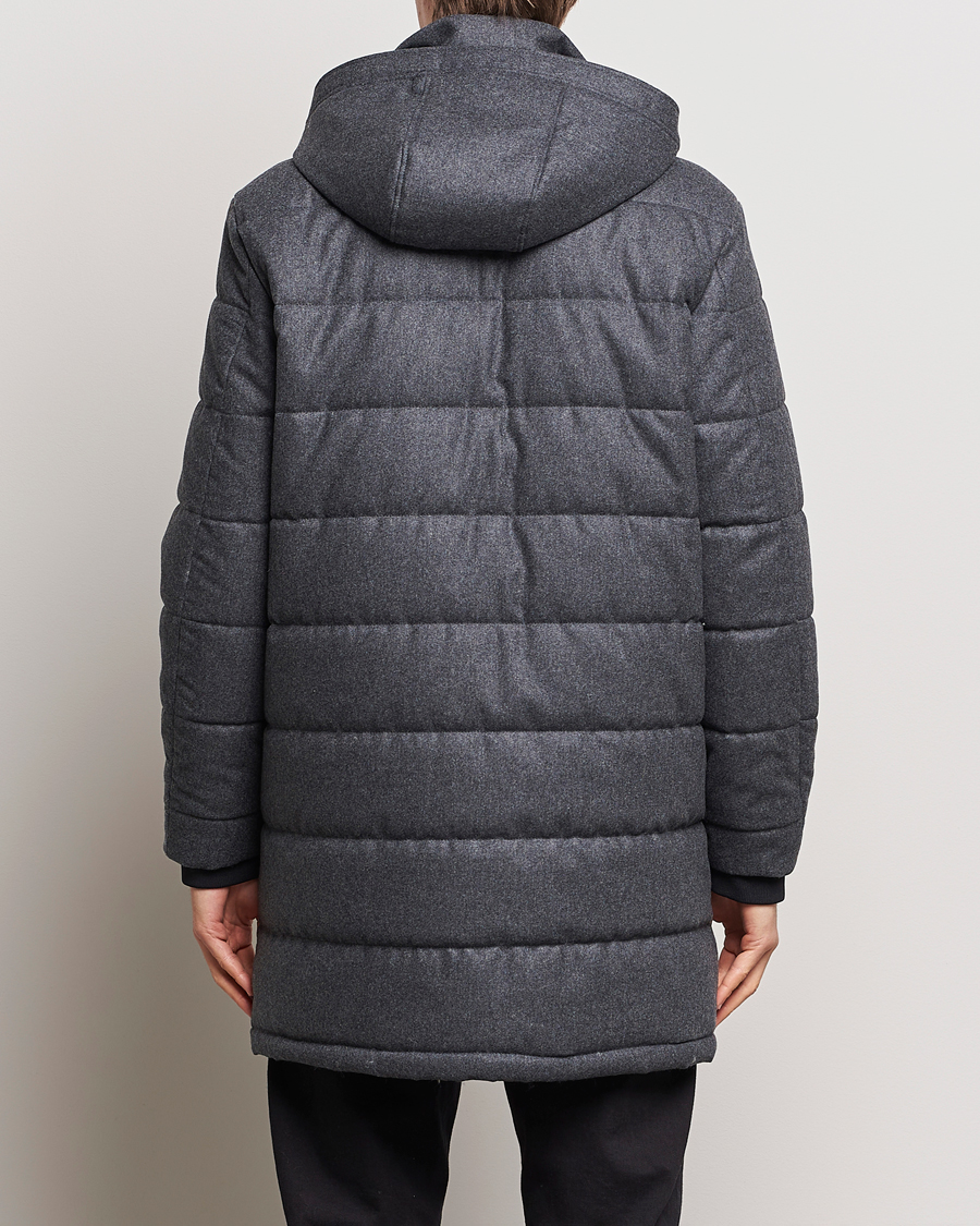 Herr | Jackor | Oscar Jacobson | Stormar Padded Wool Parka Grey Melange