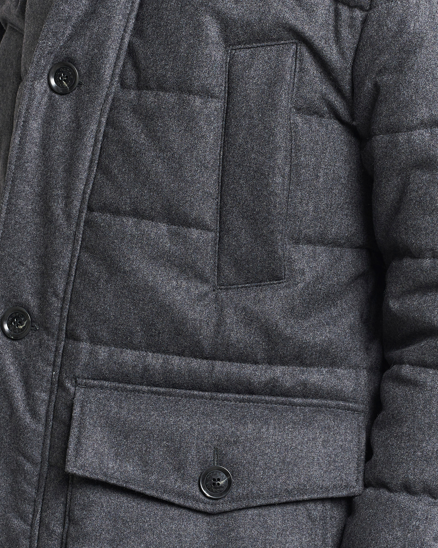 Herr | Jackor | Oscar Jacobson | Stormar Padded Wool Parka Grey Melange
