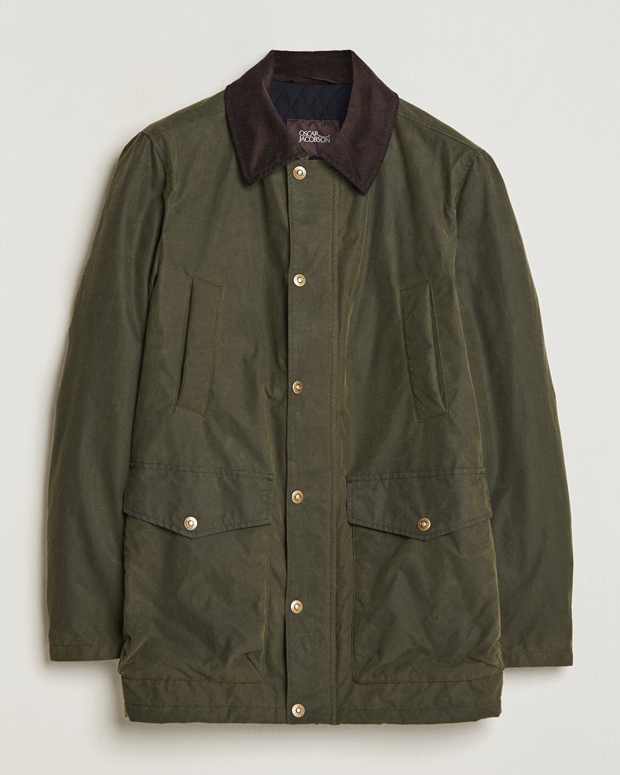 Herr | Jackor | Oscar Jacobson | Colewyn Waxed Padded Jacket Olive