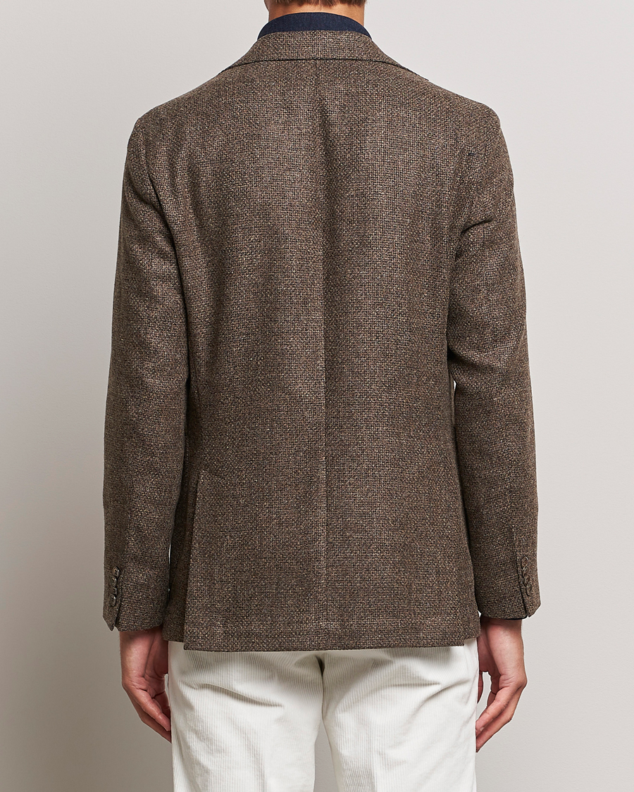 Herr | Kavajer | Oscar Jacobson | Ferry Patch Hopsack Wool/Cotton/Cashmere Blazer Brown