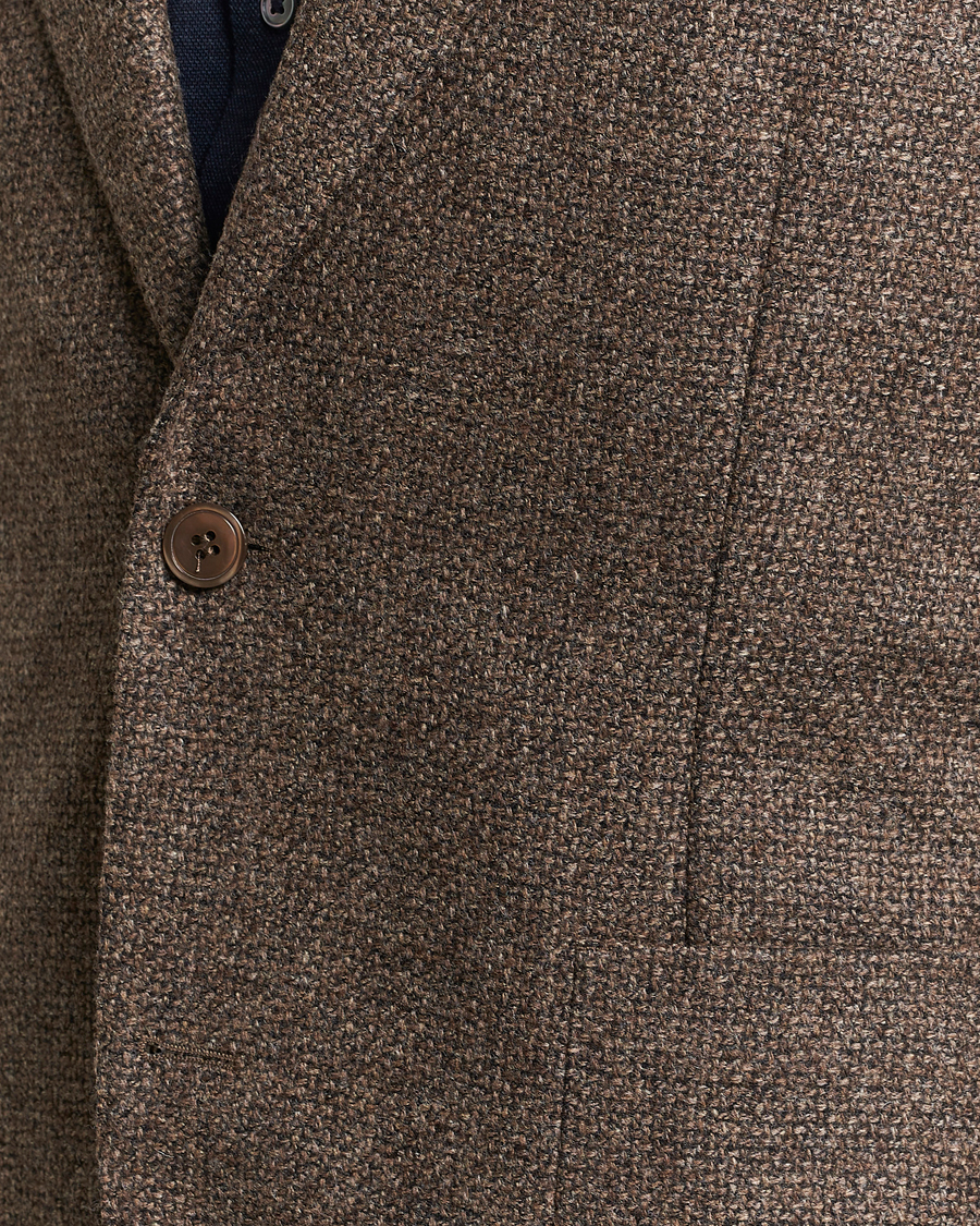 Herr | Kavajer | Oscar Jacobson | Ferry Patch Hopsack Wool/Cotton/Cashmere Blazer Brown