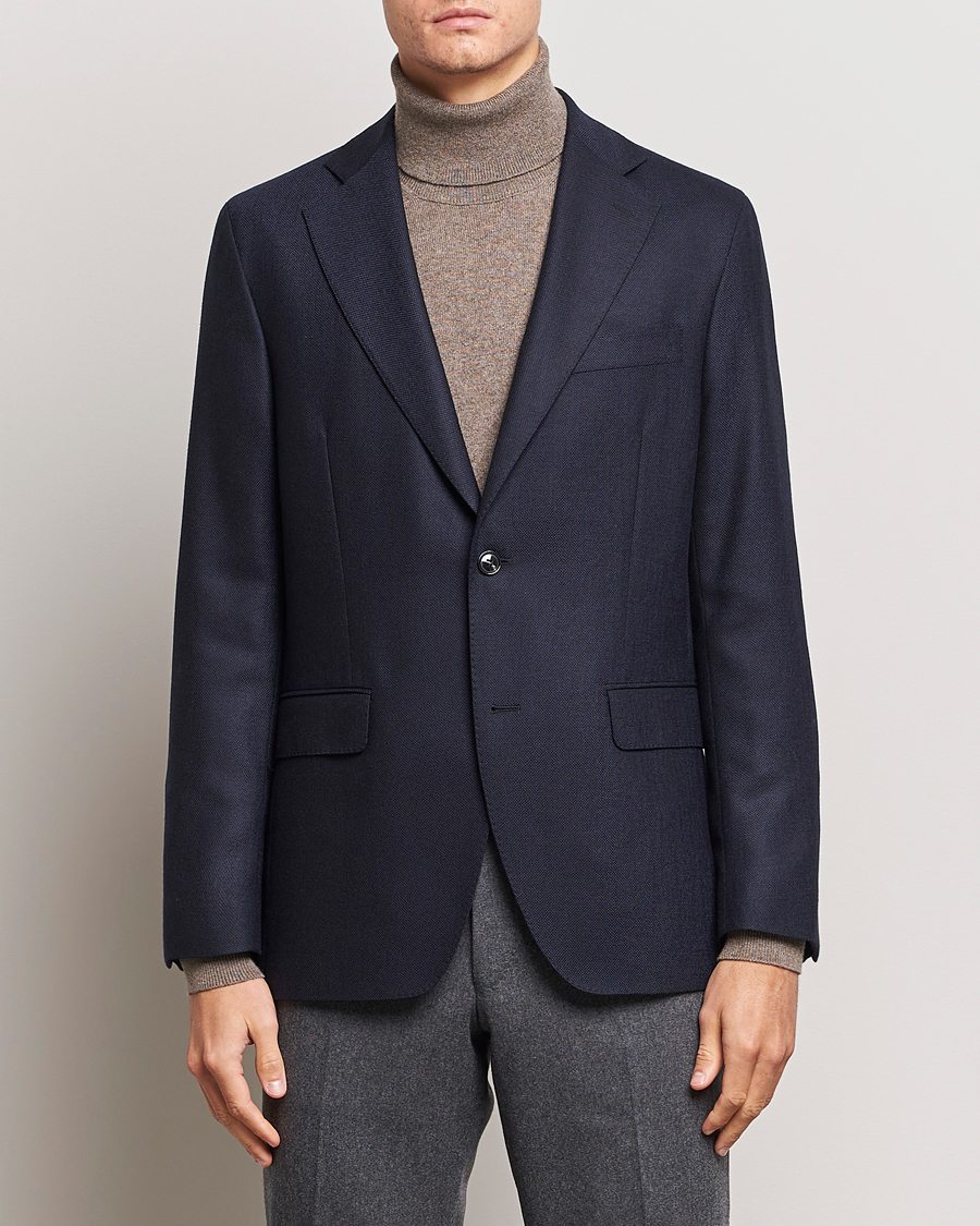 Herr | Kavajer | Oscar Jacobson | Fogerty Structured Wool Blazer Navy
