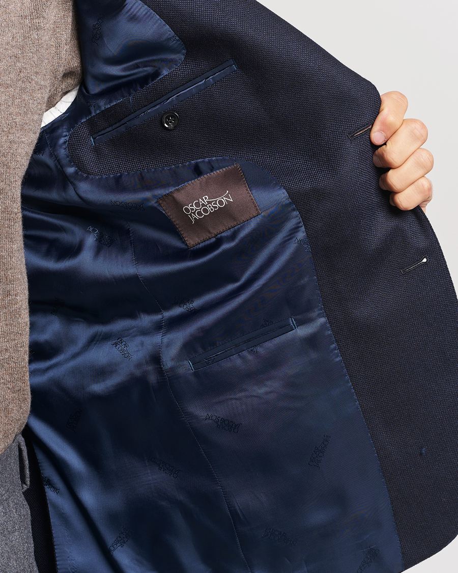 Herr | Kavajer | Oscar Jacobson | Fogerty Structured Wool Blazer Navy