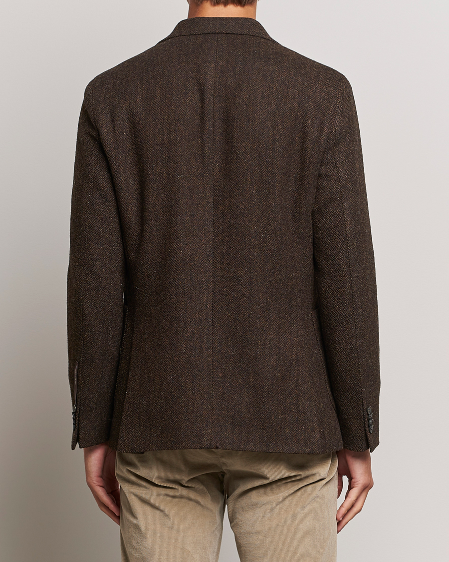 Herr | Kavajer | Oscar Jacobson | Fogerty Moon Herringbone Tweed Blazer Brown