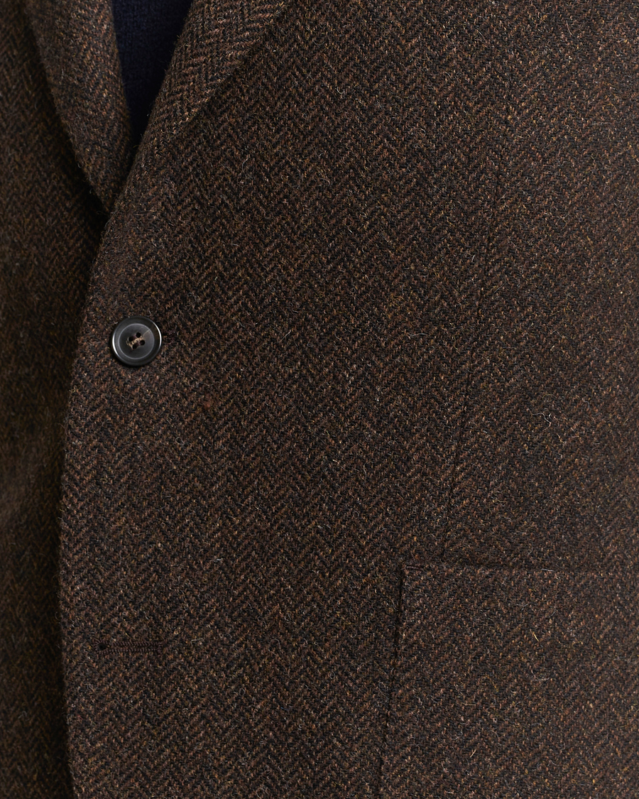 Herr | Kavajer | Oscar Jacobson | Fogerty Moon Herringbone Tweed Blazer Brown