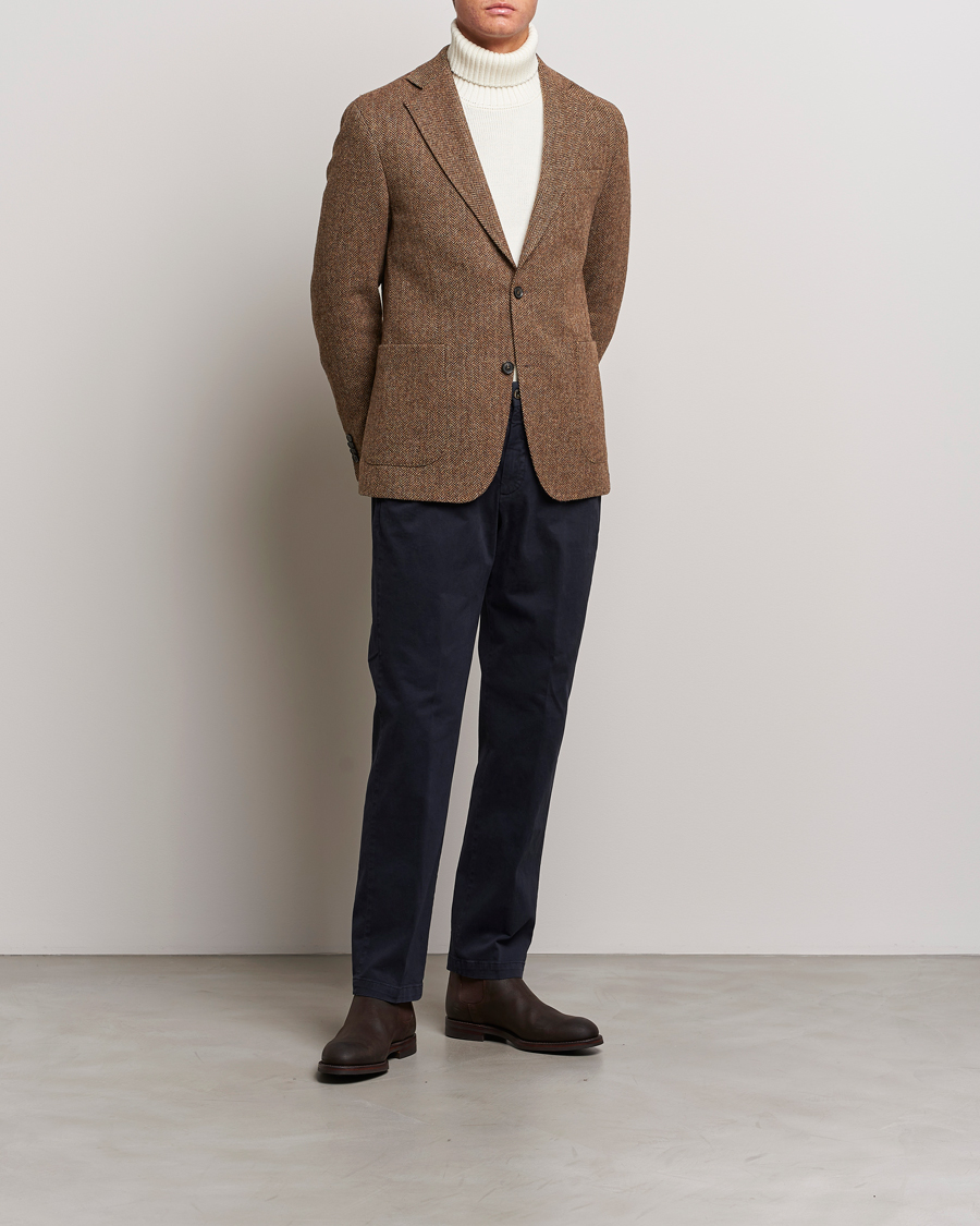 Herr | Kavajer | Oscar Jacobson | Fogerty Moon Herringbone Tweed Blazer Beige