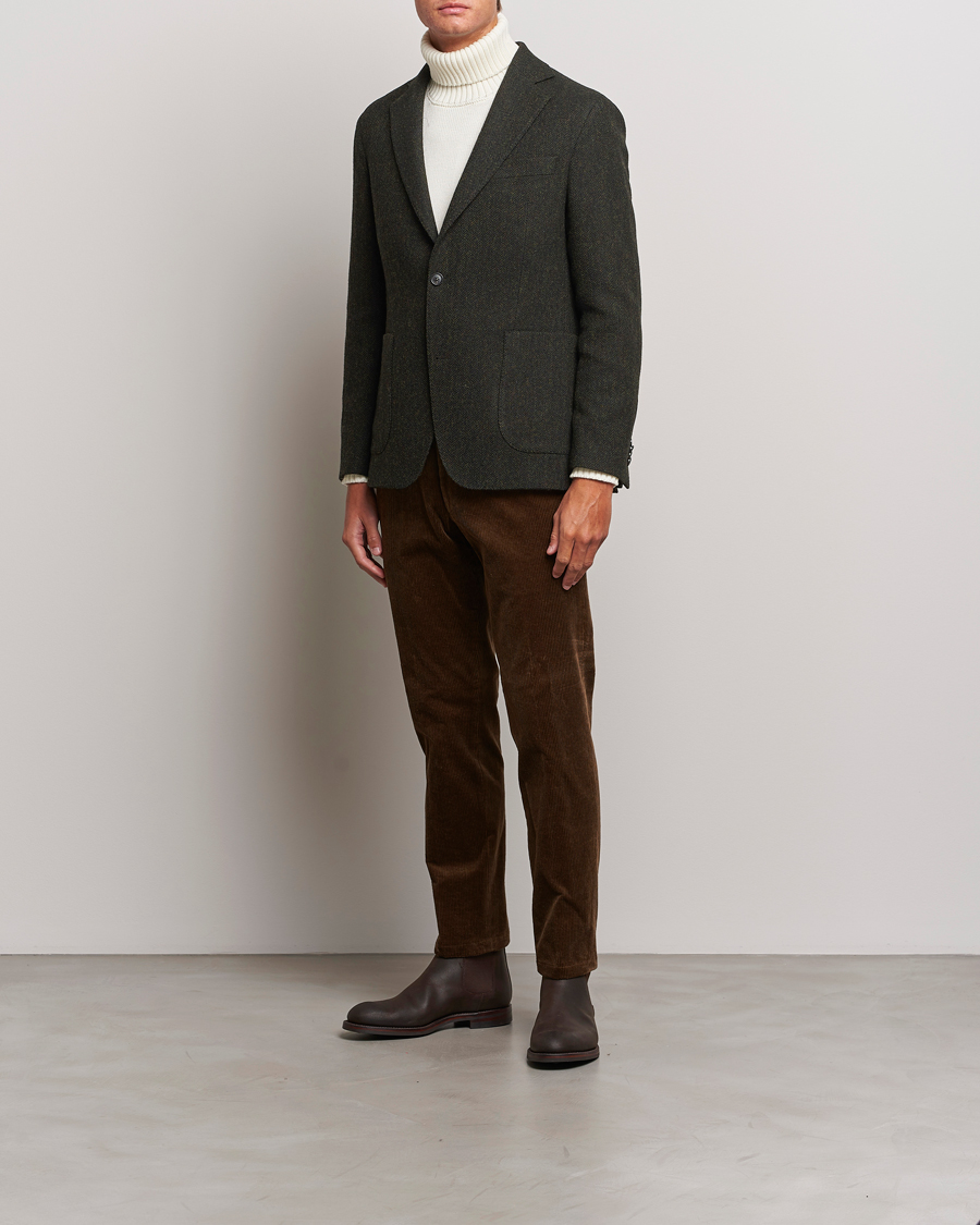 Herr | Kavajer | Oscar Jacobson | Fogerty Moon Herringbone Tweed Blazer Green