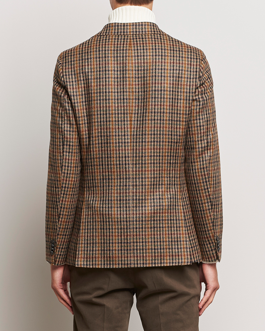 Herr | Kavajer | Oscar Jacobson | Eizer Houndstooth Wool/Cashmere Blazer Brown