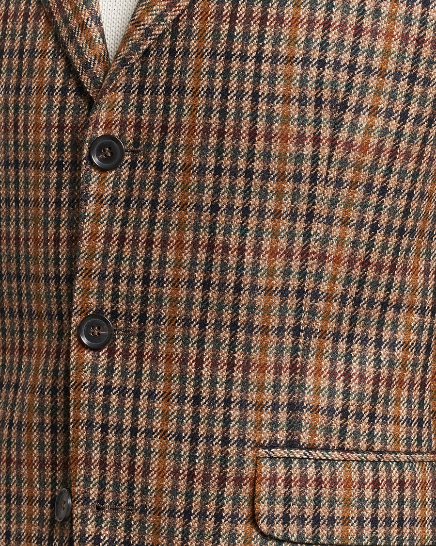 Herr | Kavajer | Oscar Jacobson | Eizer Houndstooth Wool/Cashmere Blazer Brown