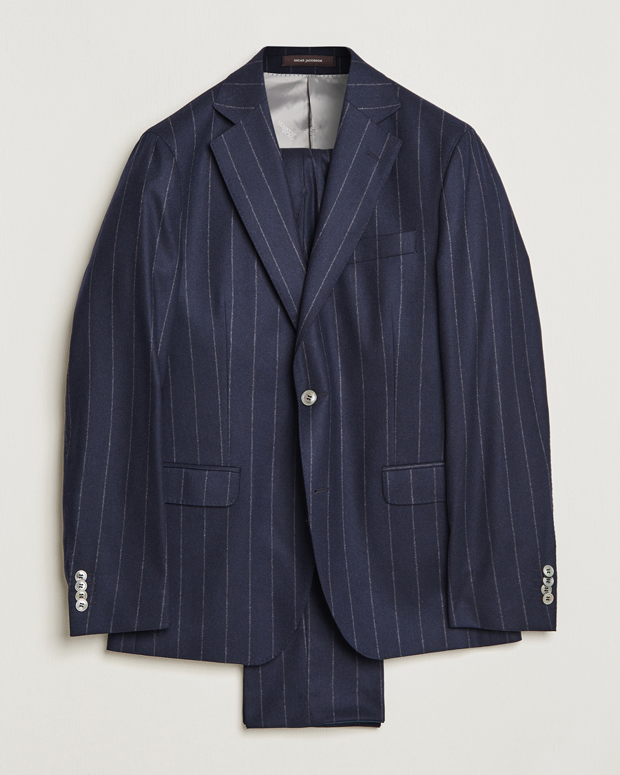 Herr | Kostymer | Oscar Jacobson | Fogerty Denz Pinstripe Wool Suit Navy