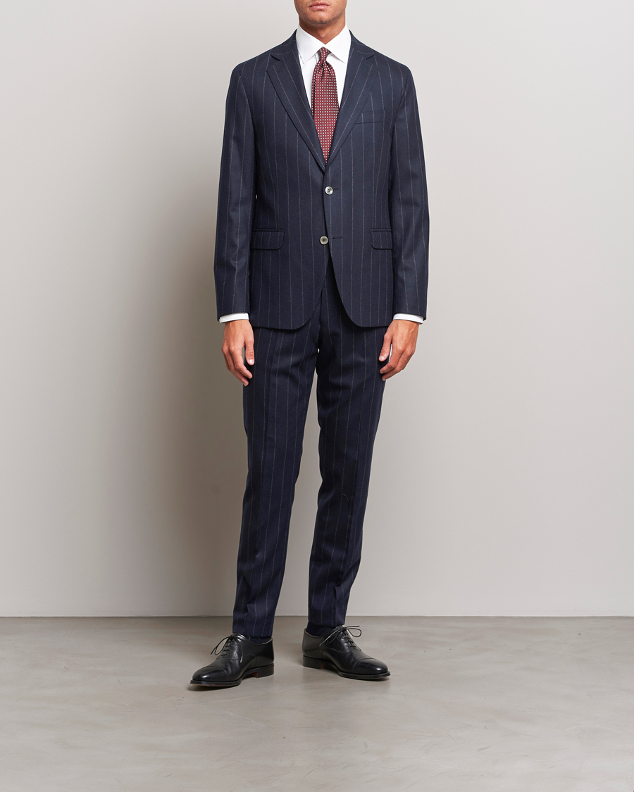 Herr | Kostymer | Oscar Jacobson | Fogerty Denz Pinstripe Wool Suit Navy