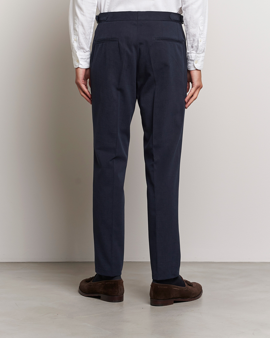 Herr | Byxor | Oscar Jacobson | Delon Brushed Cotton Trousers Navy