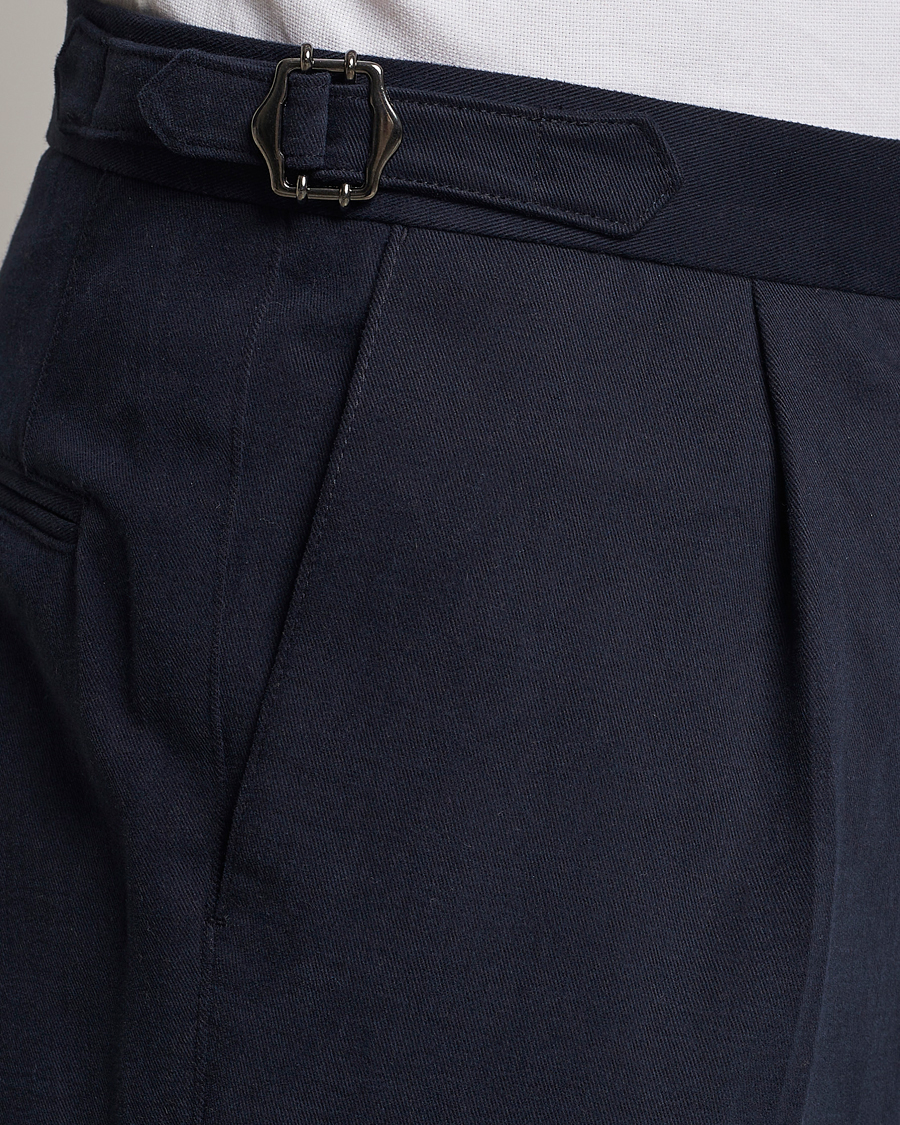 Herr | Byxor | Oscar Jacobson | Delon Brushed Cotton Trousers Navy