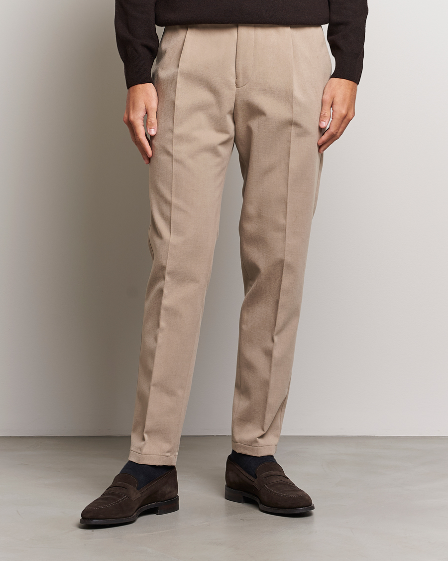 Herr |  | Oscar Jacobson | Delon Brushed Cotton Trousers Beige