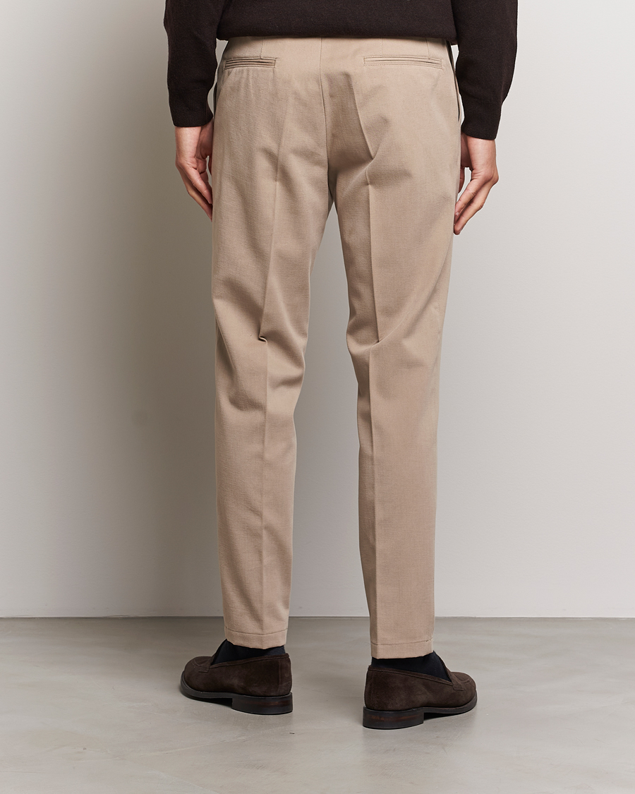Herr | Byxor | Oscar Jacobson | Delon Brushed Cotton Trousers Beige