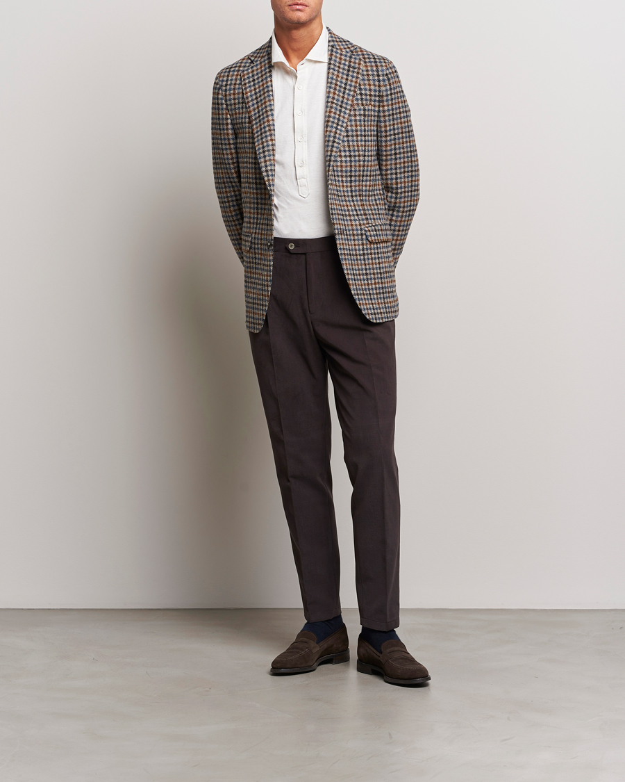 Herr | Byxor | Oscar Jacobson | Delon Brushed Cotton Trousers Brown