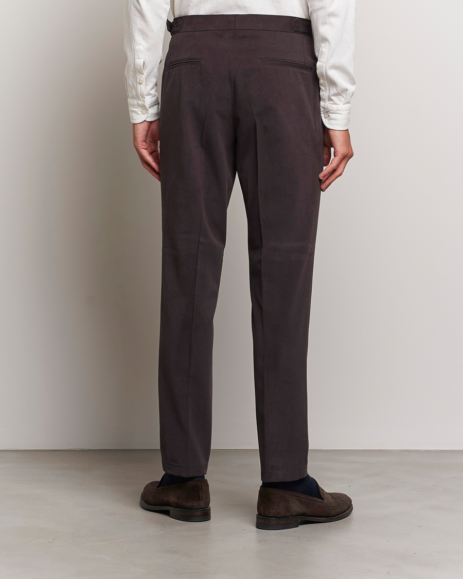 Herr | Byxor | Oscar Jacobson | Delon Brushed Cotton Trousers Brown