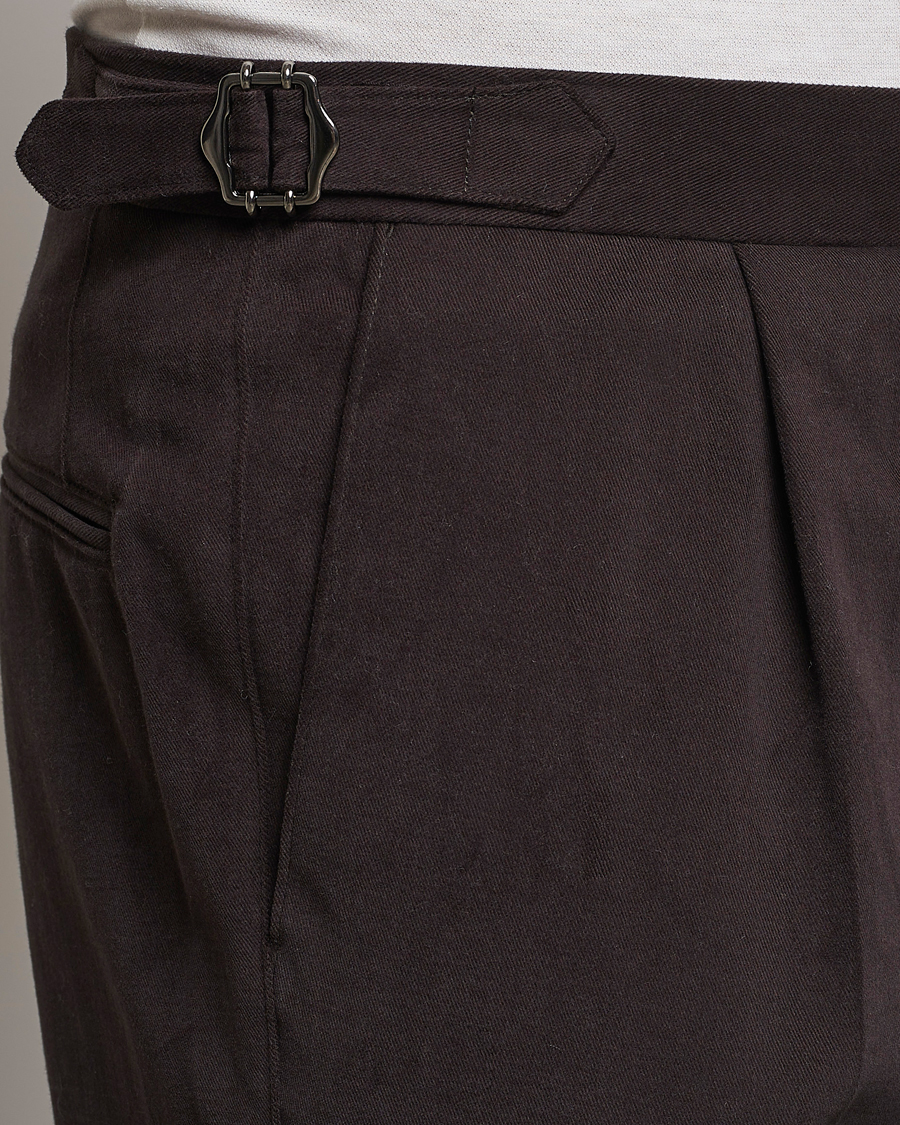 Herr | Byxor | Oscar Jacobson | Delon Brushed Cotton Trousers Brown