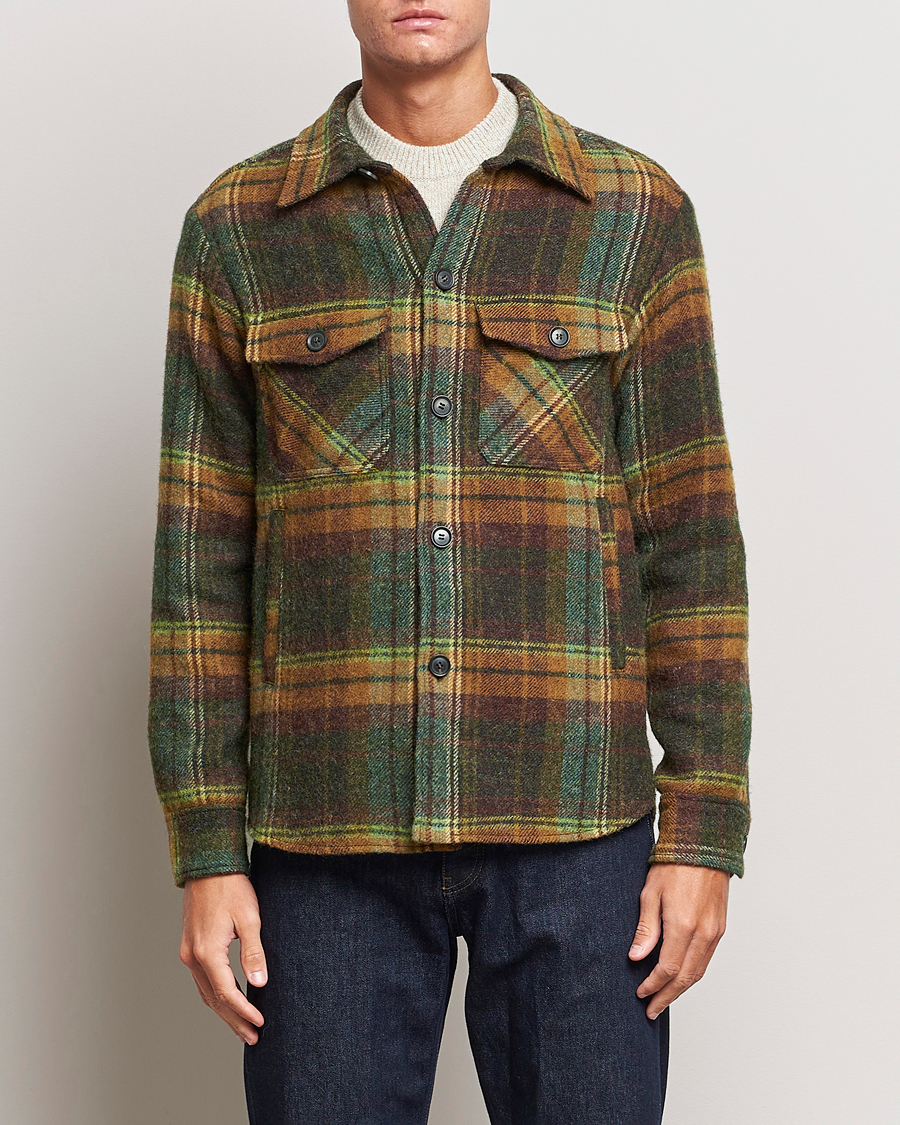 Herr | Overshirts | Oscar Jacobson | Maverick Moon Checked Overshirt Green