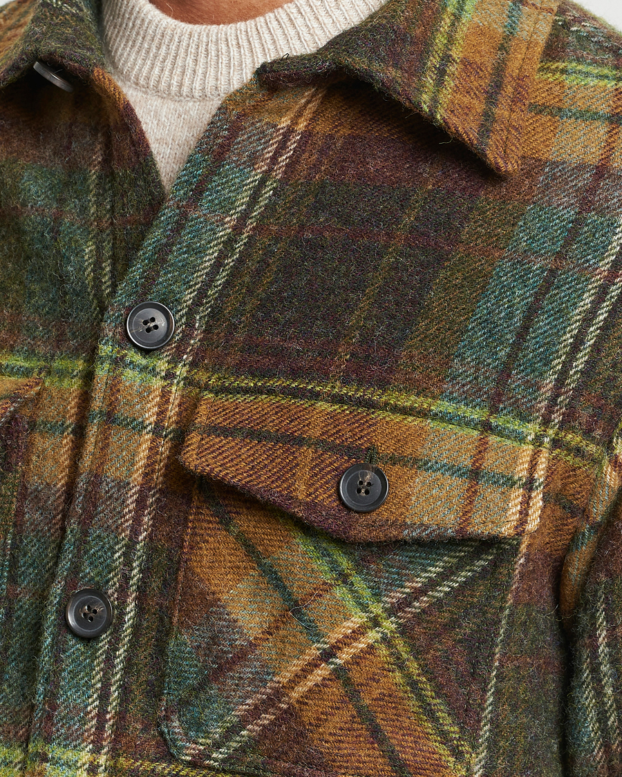 Herr | Skjortor | Oscar Jacobson | Maverick Moon Checked Overshirt Green