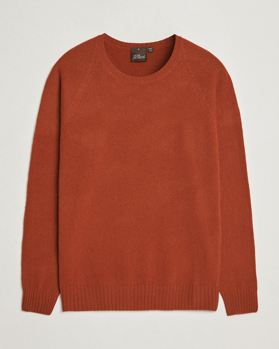 Herr | Tröjor | Oscar Jacobson | Kendal Raglan Wool Crewneck Orange