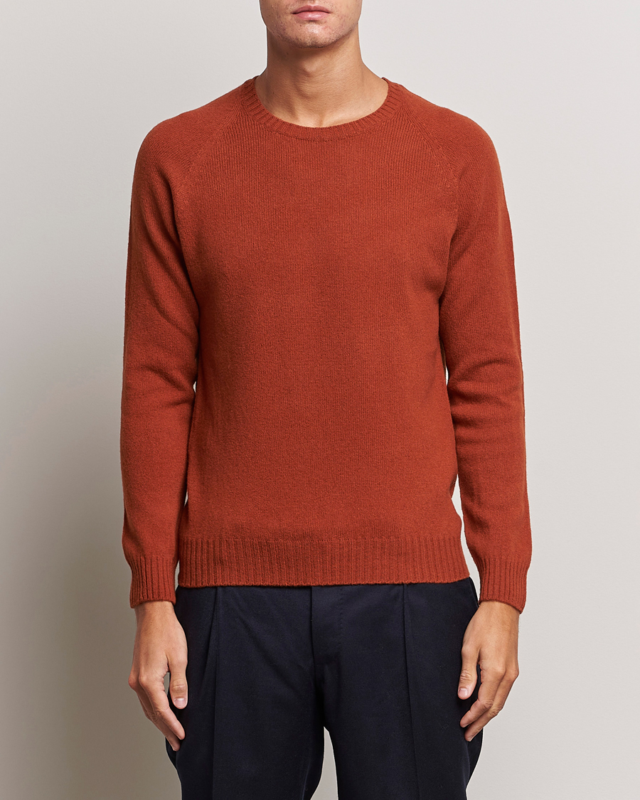 Herr | Tröjor | Oscar Jacobson | Kendal Raglan Wool Crewneck Orange
