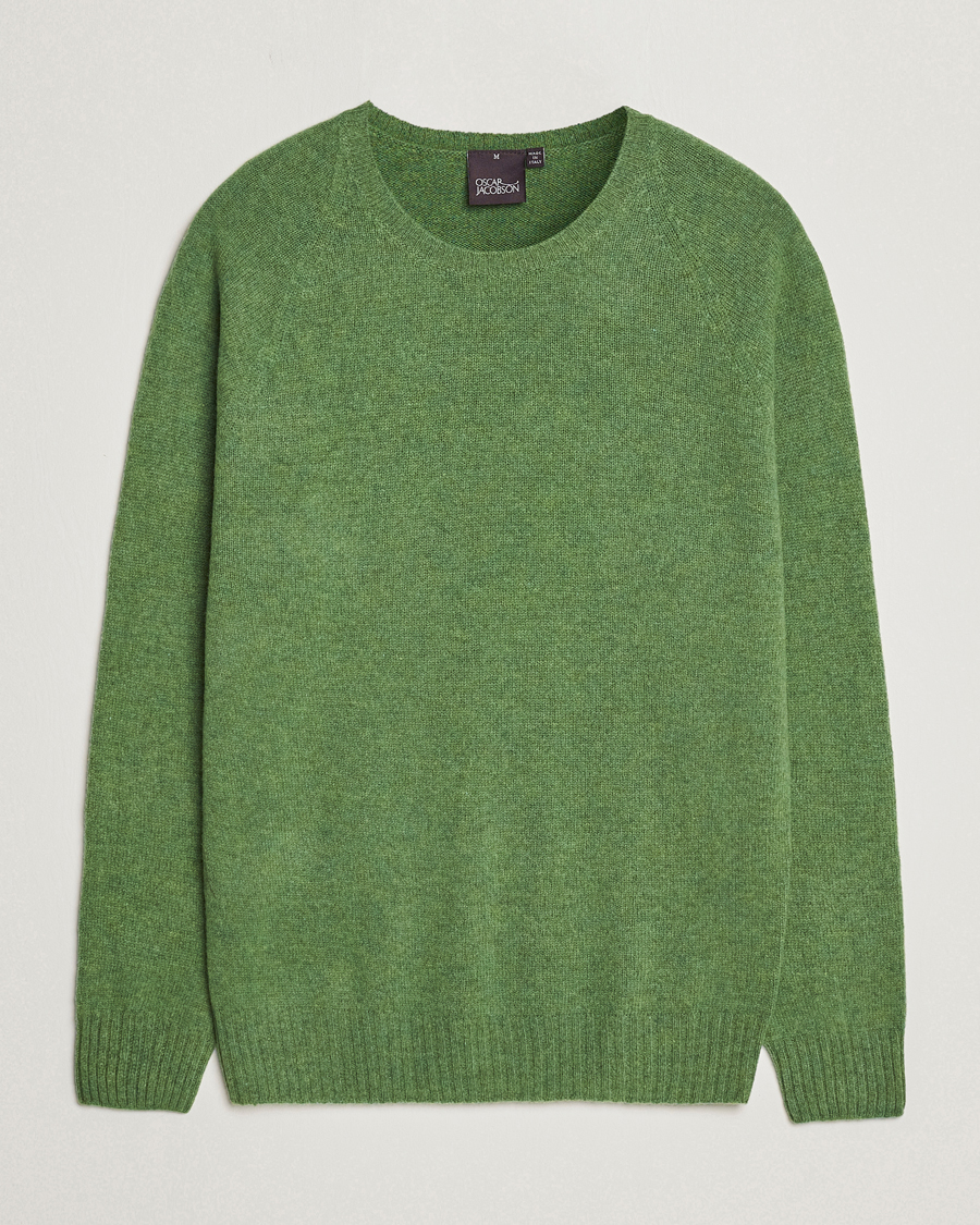Herr | Tröjor | Oscar Jacobson | Kendal Raglan Wool Crewneck Green