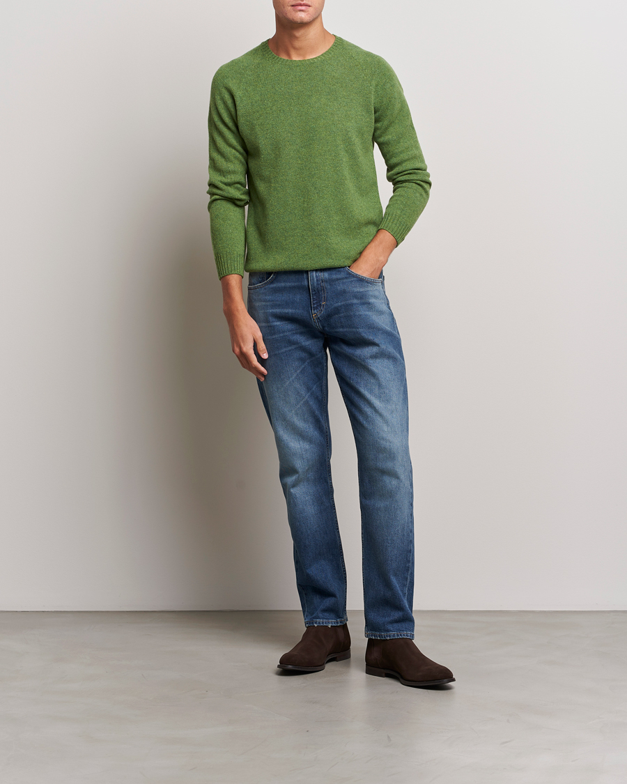 Herr | Tröjor | Oscar Jacobson | Kendal Raglan Wool Crewneck Green