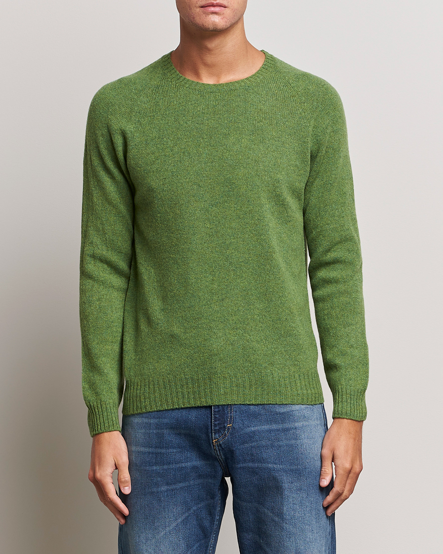 Herr | Stickade tröjor | Oscar Jacobson | Kendal Raglan Wool Crewneck Green