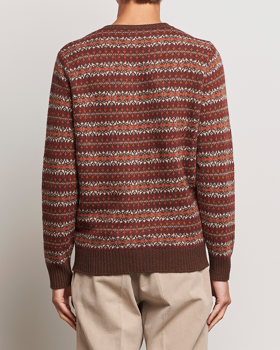 Herr | Tröjor | Oscar Jacobson | Pete Fairisle Wool/Cashmere Crewneck Red