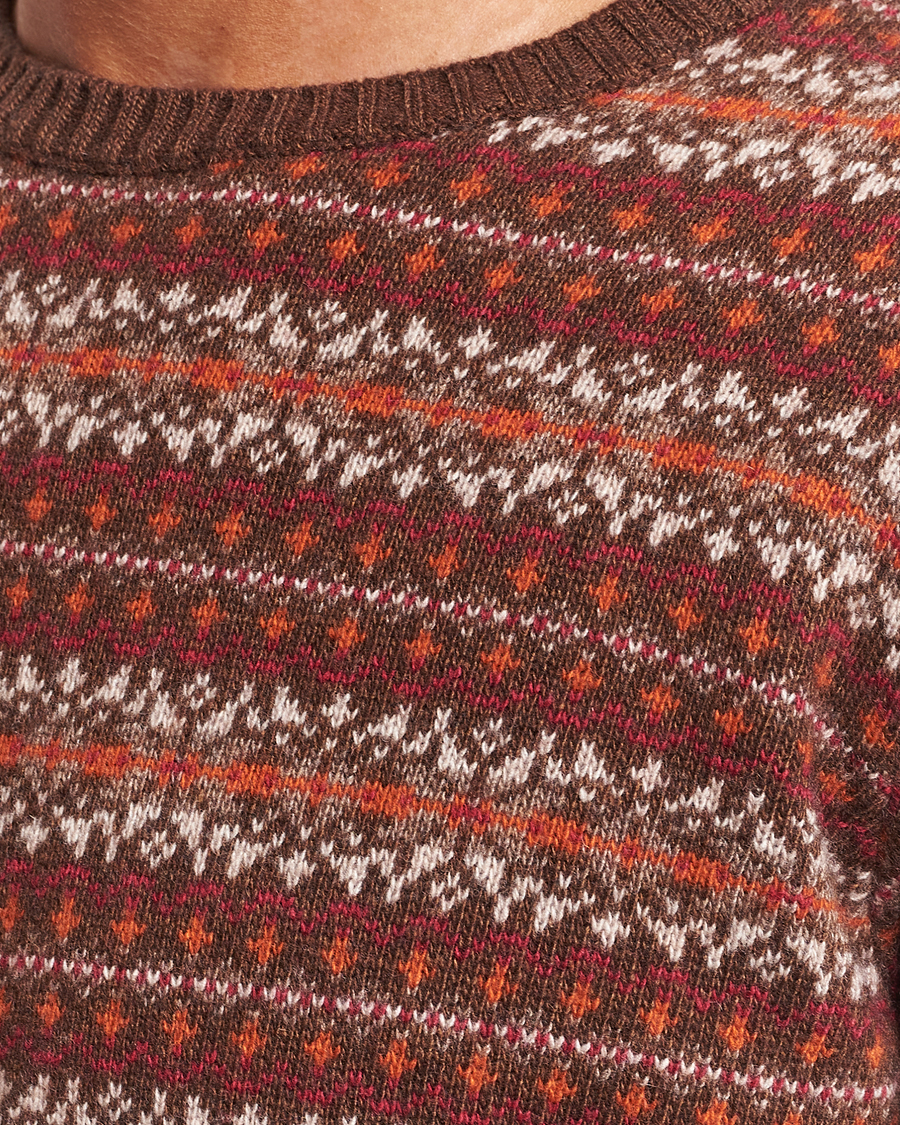 Herr | Tröjor | Oscar Jacobson | Pete Fairisle Wool/Cashmere Crewneck Red