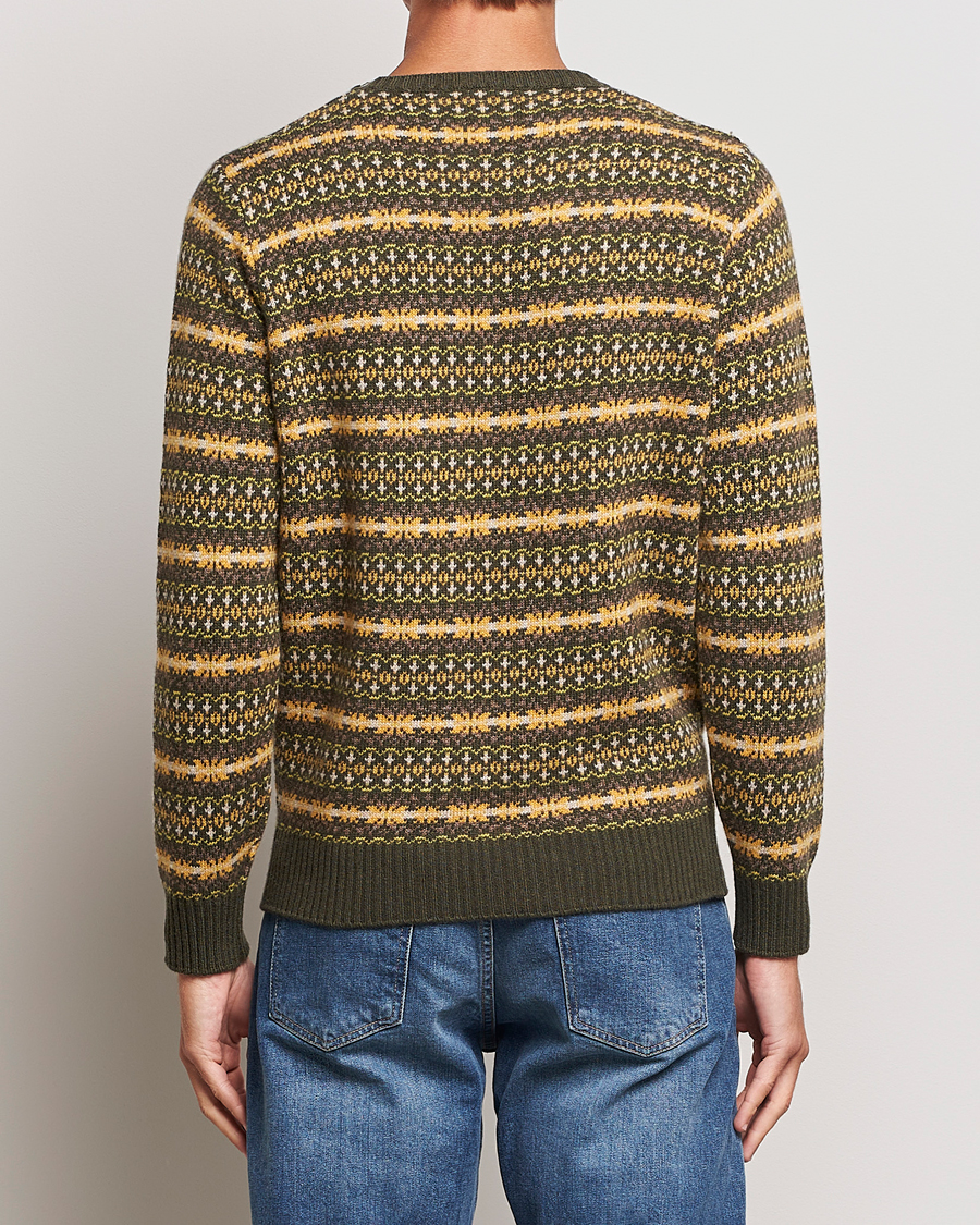 Herr | Tröjor | Oscar Jacobson | Pete Fairisle Wool/Cashmere Crewneck Green