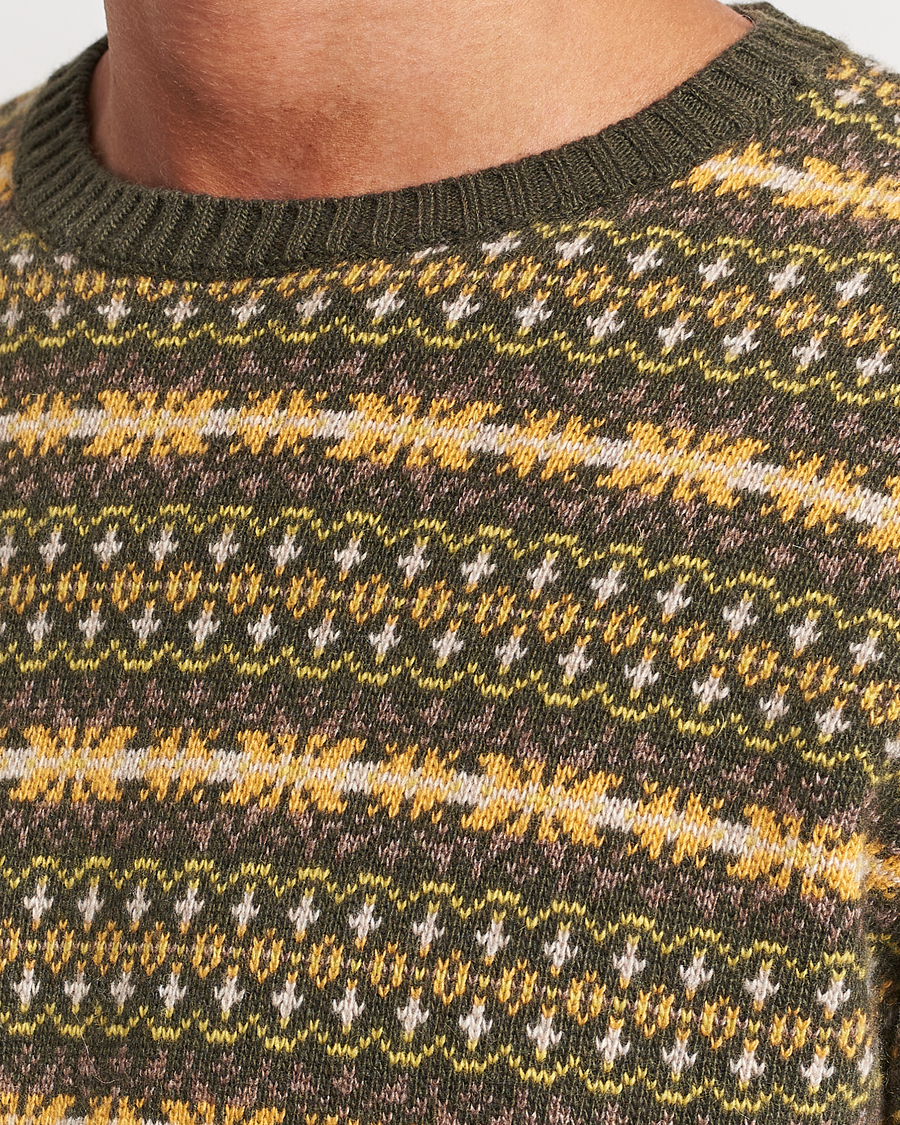 Herr | Tröjor | Oscar Jacobson | Pete Fairisle Wool/Cashmere Crewneck Green