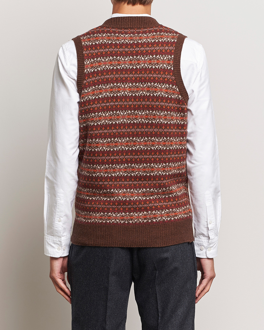 Herr | Tröjor | Oscar Jacobson | Lucas Fairisle Wool/Cashmere Vest Red