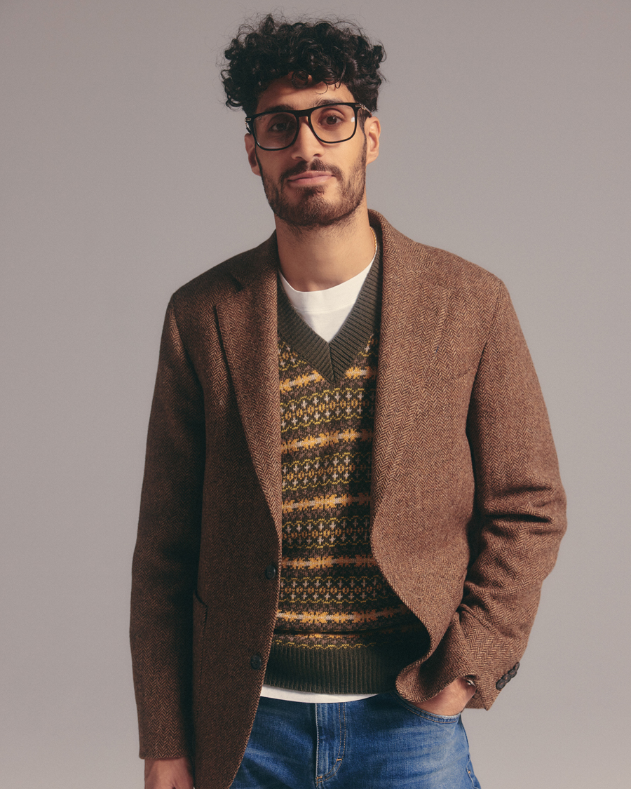 Herr | Tröjor | Oscar Jacobson | Lucas Fairisle Wool/Cashmere Vest Green