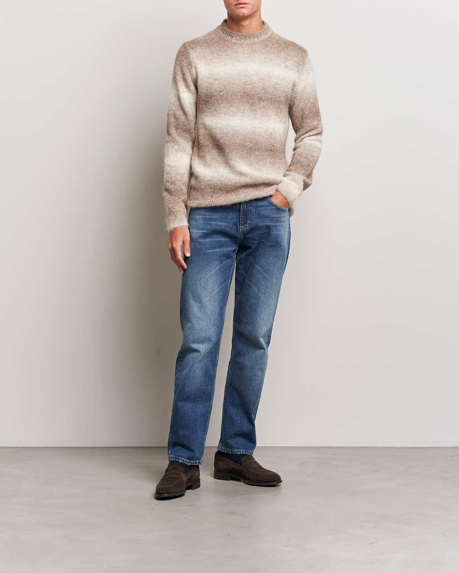 Herr | Tröjor | Oscar Jacobson | Valter Alpaca Knitted Sweater Beige