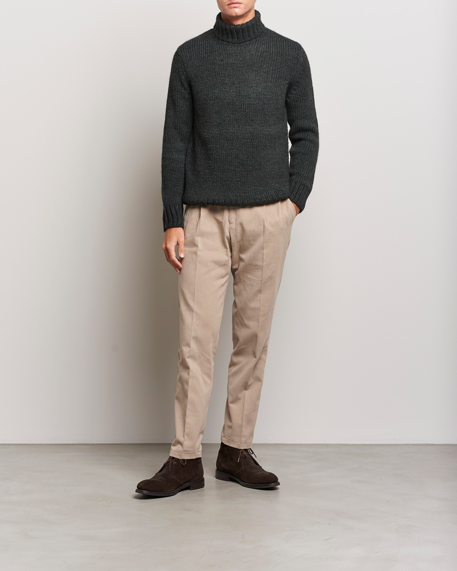Herr | Tröjor | Oscar Jacobson | Rod Wool/Alpaca Heavy Knit Rollneck Green