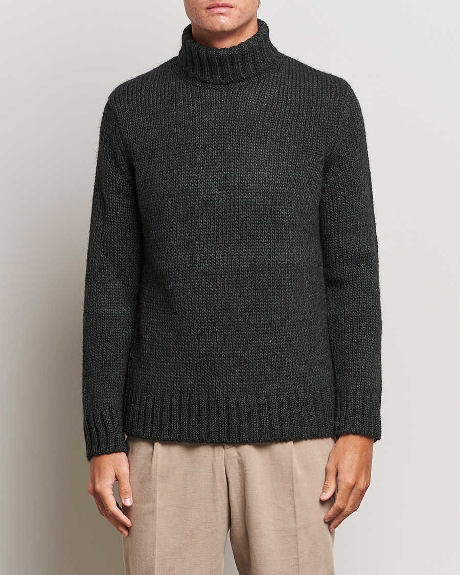 Herr | Tröjor | Oscar Jacobson | Rod Wool/Alpaca Heavy Knit Rollneck Green