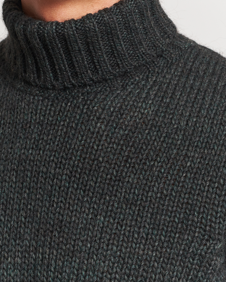 Herr | Tröjor | Oscar Jacobson | Rod Wool/Alpaca Heavy Knit Rollneck Green