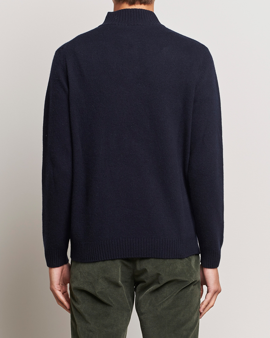 Herr | Tröjor | Oscar Jacobson | Percy Wool/Cashmere Knitted Half Zip Navy