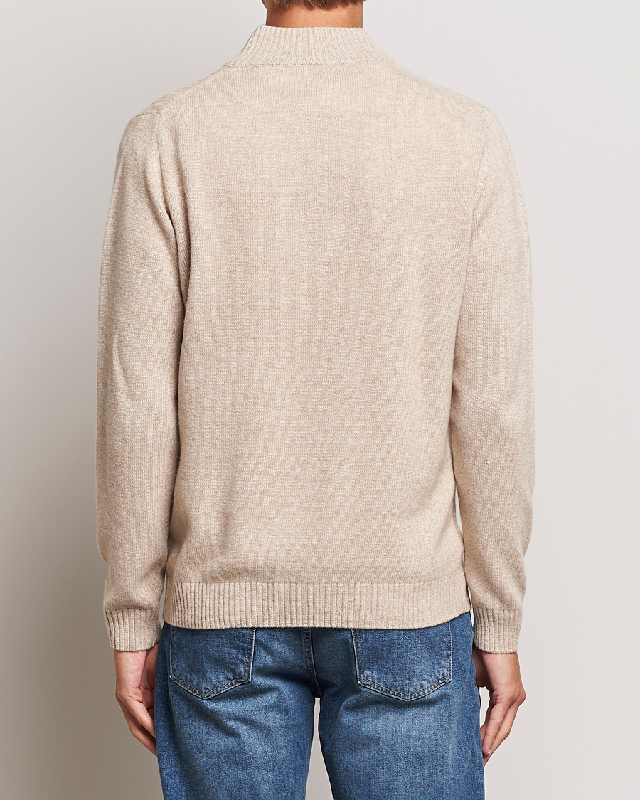 Herr | Tröjor | Oscar Jacobson | Percy Wool/Cashmere Knitted Half Zip Beige