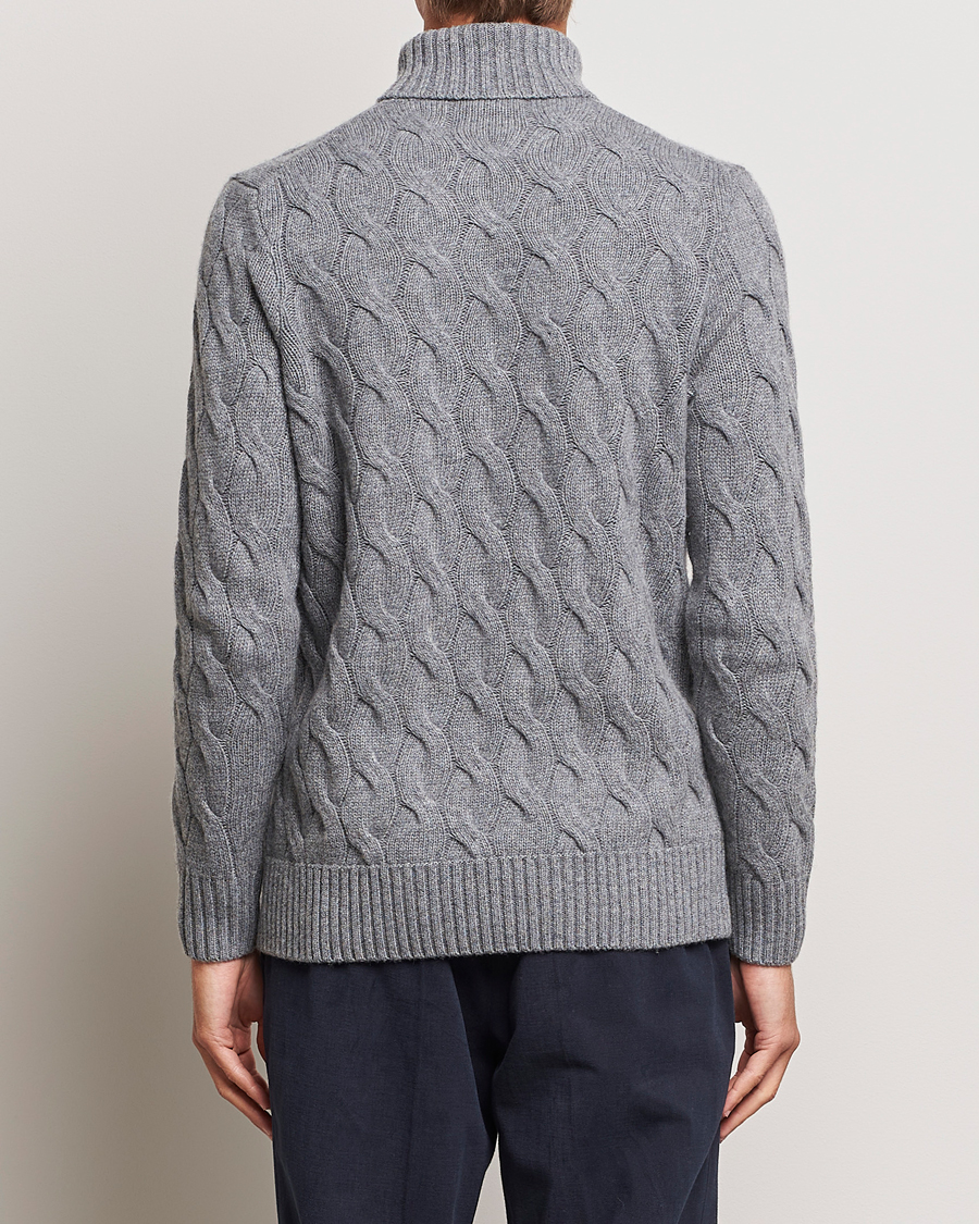 Herr | Tröjor | Oscar Jacobson | Seth Heavy Knitted Wool/Cashmere Cable Rollneck Grey