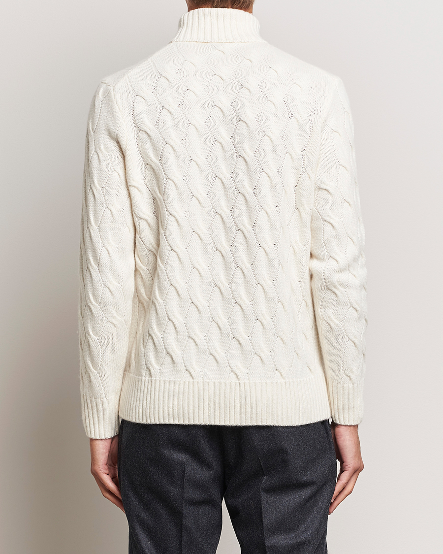 Herr | Tröjor | Oscar Jacobson | Seth Heavy Knitted Wool/Cashmere Cable Rollneck White