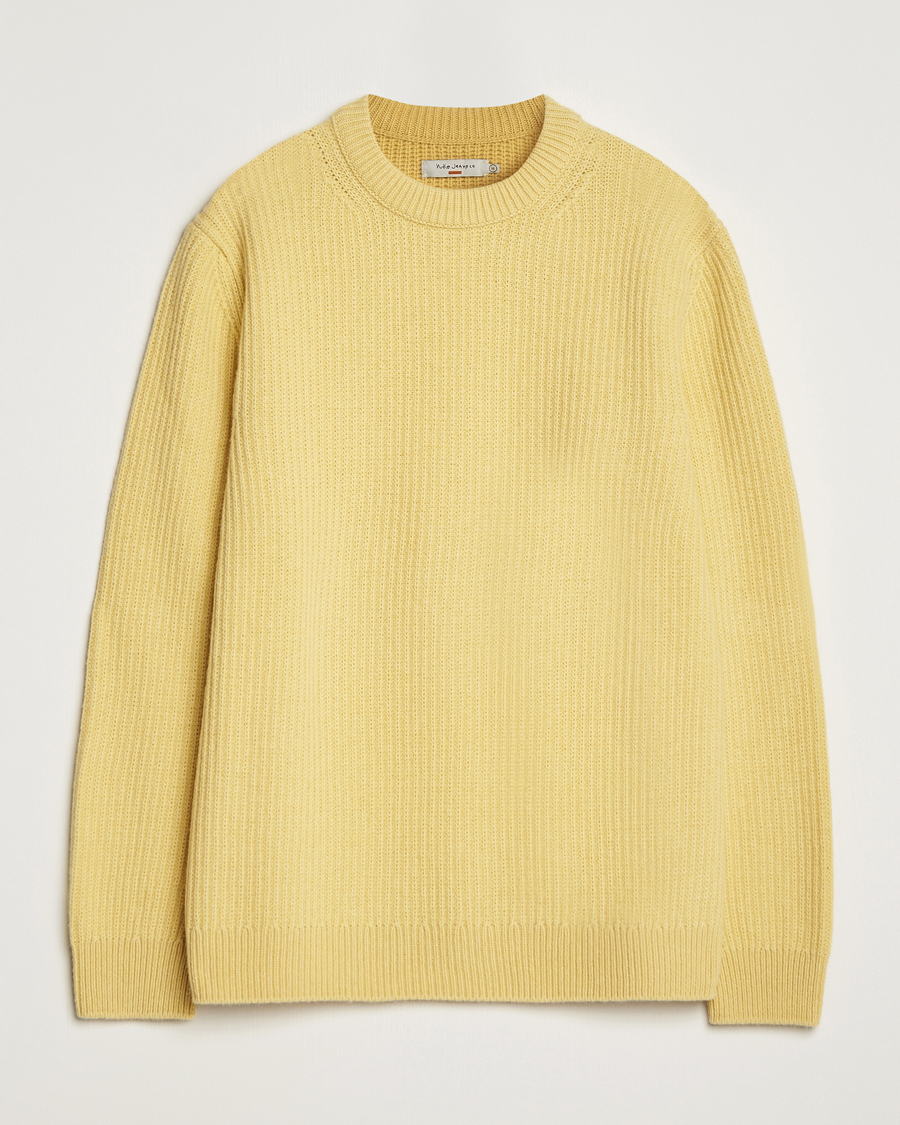 Herr | Tröjor | Nudie Jeans | August Wool Rib Knitted Sweater Citra Yellow