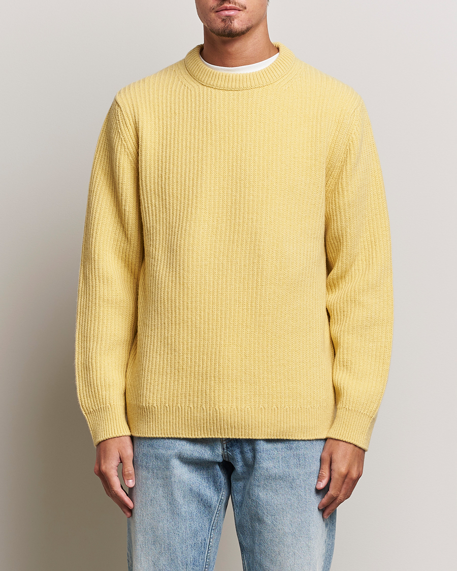 Herr | Tröjor | Nudie Jeans | August Wool Rib Knitted Sweater Citra Yellow