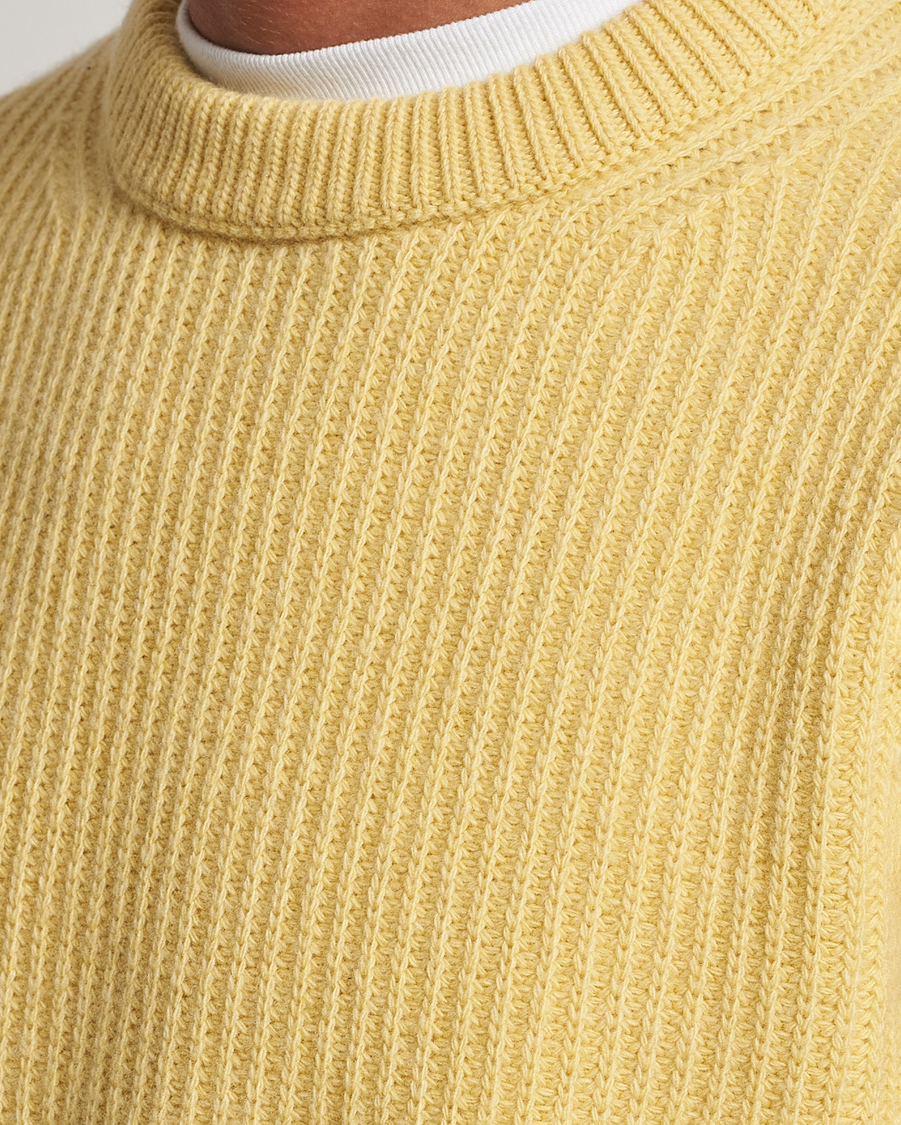 Herr | Tröjor | Nudie Jeans | August Wool Rib Knitted Sweater Citra Yellow